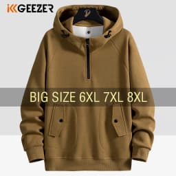 Men Sweatshirts Cotton Hooded Oversized 6XL 7XL 8XL Plus Size Zipper Full Length Hoodies Pullovers Autumn Streetwear Sportswear