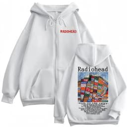 Radiohead Hail To The Thief Merch Zipper Hoodies Rock Hip Hop Vintage Zip Up Sweatshirts Men Women Oversized Fashion Pullovers