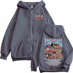 Radiohead Hail To The Thief Merch Zipper Hoodies Rock Hip Hop Vintage Zip Up Sweatshirts Men Women Oversized Fashion Pullovers