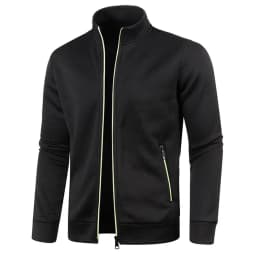 Men's Cardigan Zipper Hoodies Black Green Gray Contrasting Colors Jackets Fashion Casual High Stand Sweatshirts Coats Sportwear