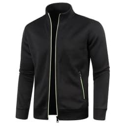 Men's Cardigan Zipper Hoodies Black Green Gray Contrasting Colors Jackets Fashion Casual High Stand Sweatshirts Coats Sportwear