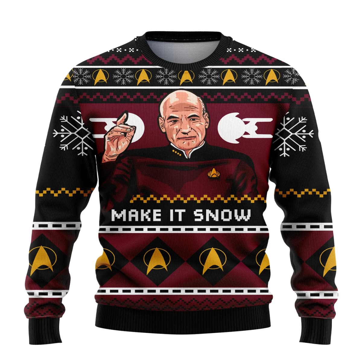 Jean-Luc Picard Star Trek Christmas Style Anime Movie Crew Ugly Christmas Hoodie Cosplay Costume Men's and Women's Fashion Top