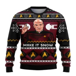 Jean-Luc Picard Star Trek Christmas Style Anime Movie Crew Ugly Christmas Hoodie Cosplay Costume Men's and Women's Fashion Top