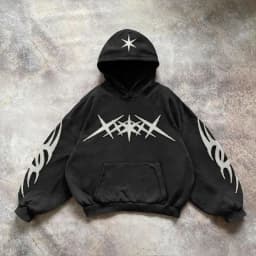 Men Punk Graphic Print Hoodie Streetwear Y2k Long Sleeve Pullover Sweatshirt Gothic Street Style Everyday Casual Fashion Top