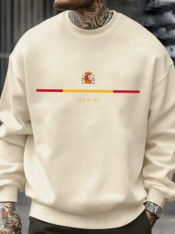 Spain National Emblem Design Sweatshirts Hip Hop Fleece Sweatshirt Autumn Fashion Streetwears All-Match Crewneck Pullover