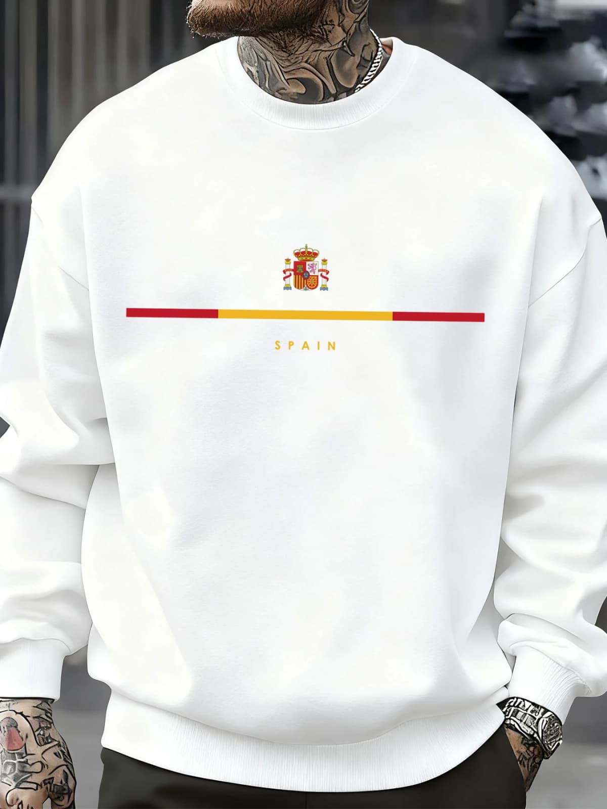 Spain National Emblem Design Sweatshirts Hip Hop Fleece Sweatshirt Autumn Fashion Streetwears All-Match Crewneck Pullover