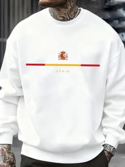 Spain National Emblem Design Sweatshirts Hip Hop Fleece Sweatshirt Autumn Fashion Streetwears All-Match Crewneck Pullover
