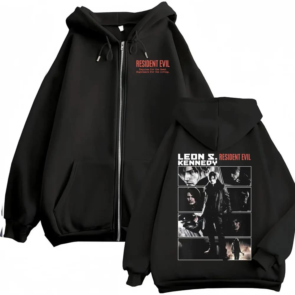 Limited Leon Kennedy Jacket Sweatshirt Resident Evil Requiemm Zipper Hoodies Men Women Harajuku Classic Cool Zip Up Hoodie Coats