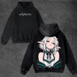 Mushoku Tensei Sylphiette Anime Printed Hooded Men Women Washed Cotton Hoodies Vintage Streetwear Casual Oversized Sweatshirt