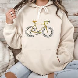 Words Spliced Bicycle Creative Typography Art Hoodie Bike Letter Pullover Hooded Outdoor Cycling Streetwear Casual Hooded Tops