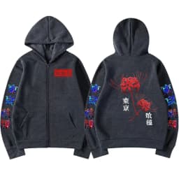 Anime Tokyo Ghoul Spider Lily Zipper Hoodie Kanekiken Manga Graphic Print Hooded Zip Up Sweatshirts Oversize Men's Jackets Coats