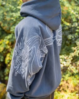 Men Dragon Embroidered Hoodie Sukajan Japanese Style Fleece Lined Pullover Hooded Loose Sweatshirt Casual Streetwear Tops New