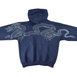 Men Dragon Embroidered Hoodie Sukajan Japanese Style Fleece Lined Pullover Hooded Loose Sweatshirt Casual Streetwear Tops New