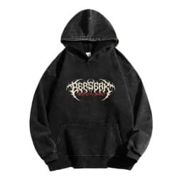 Guts Graphic Hooded Berserk Anime Streetwear Men Women Oversized Hoodies Washed Cotton Pullover Vintage Street Casual Sweatshirt