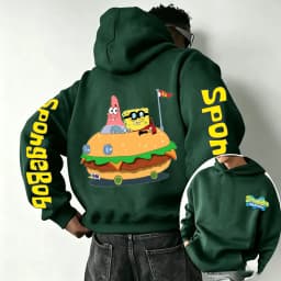 Burger SpongeBob SquarePants and Patrick Star Cartoon Anime 2026 Spring and Autumn Men's and Women's Fashion Sports Hoodies