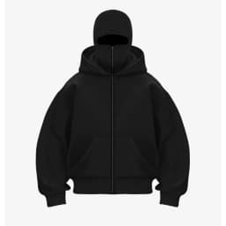 Men Women Winter Fleece Lined Zip Up Hoodie Balaclava Double‑Hood Oversized Face‑Cover Hooded Jacket Streetwear Unisex Outerwear