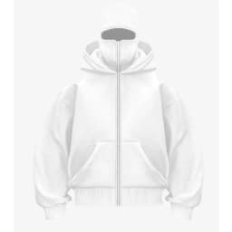 Men Women Winter Fleece Lined Zip Up Hoodie Balaclava Double‑Hood Oversized Face‑Cover Hooded Jacket Streetwear Unisex Outerwear