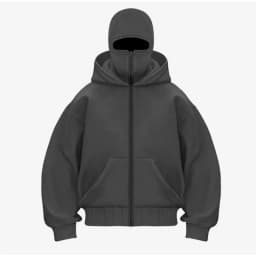 Men Women Winter Fleece Lined Zip Up Hoodie Balaclava Double‑Hood Oversized Face‑Cover Hooded Jacket Streetwear Unisex Outerwear