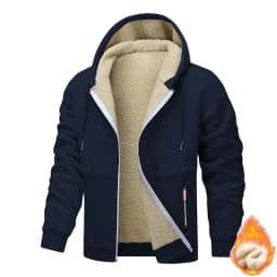 Animal Game Mens Casual Hooded for Men Fleece Sweatshirt Thick Sherpa Lined Hoodies Zipper Jacket Thick Heavyweight Sweatshirts