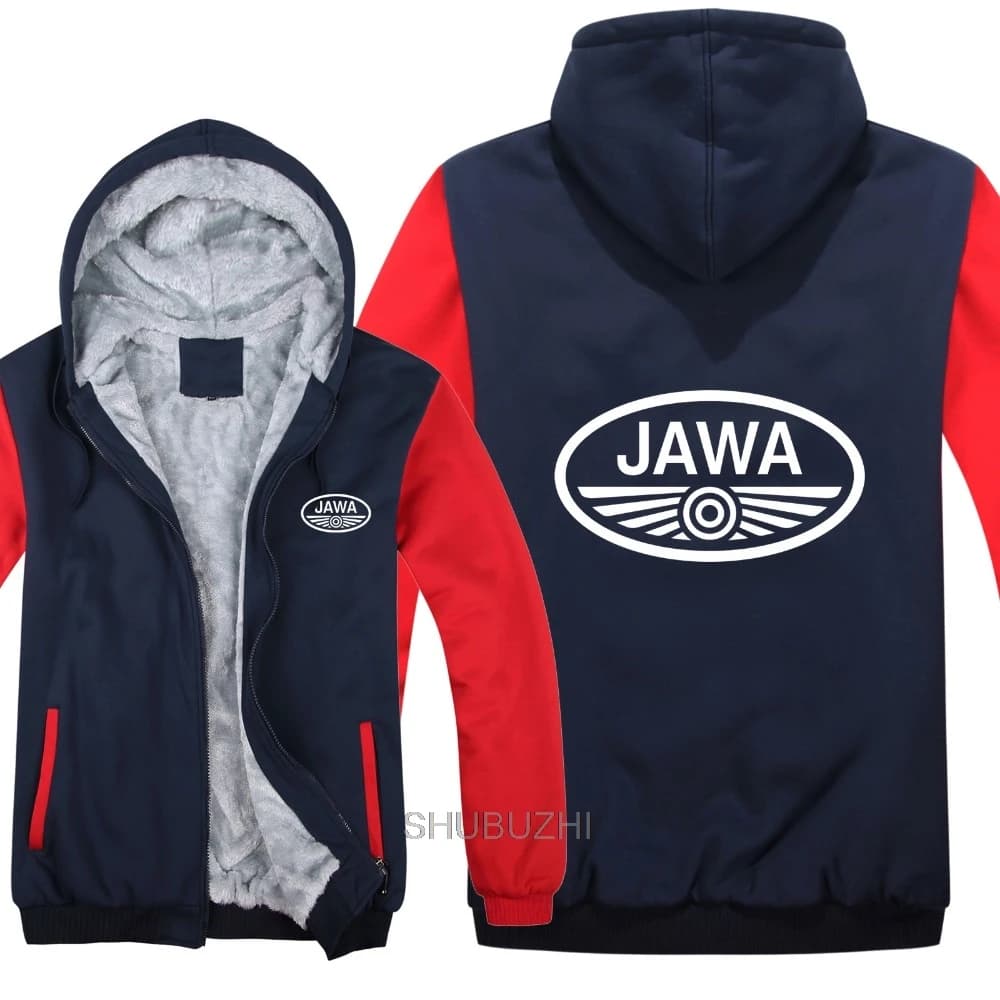 Winter Jawa Motorcycle Hoodies Jacket Fashion Pullover Man Coat Wool Liner Fleece Jawa Sweatshirts Coat
