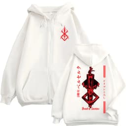 Japanese Anime Berserk Graphic Zip Up Hoodie Men Women Harajuku Manga Gothic Cool Sweatshirt Fleece Oversized Coats Streetwear