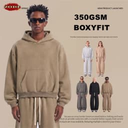ZODF Trendy Winter Man Boxyfit 350gsm Fleece Hoodie Unisex Old Money Style Comfortable Warm Solid Hooded Pullovers HY0006