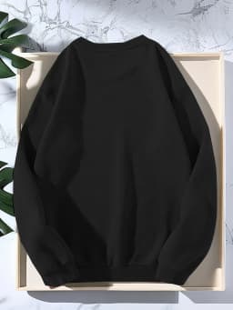 Men's Autumn and Winter Fashionable Casual Loose Poker Card A Print Fleece Pullover Long Sleeved Round Neck Sweatshirt