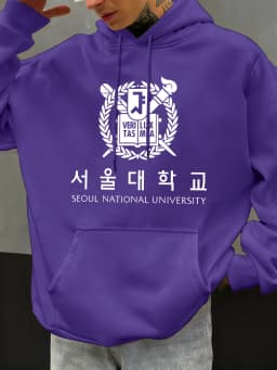 Seoul National University Printed Hoody Men Oversize Fleece Casual Hoodies Autumn Hip Hop Sportswear Fashion Street Clothing