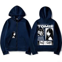 Anime Tomie Junji Ito Zipper Hoodie Men Women Fleece Manga Cosplay Zip Up Jacket Unisex Horror Gothic Harajuku Zip Up Sweatshirt