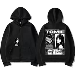 Anime Tomie Junji Ito Zipper Hoodie Men Women Fleece Manga Cosplay Zip Up Jacket Unisex Horror Gothic Harajuku Zip Up Sweatshirt