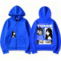Anime Tomie Junji Ito Zipper Hoodie Men Women Fleece Manga Cosplay Zip Up Jacket Unisex Horror Gothic Harajuku Zip Up Sweatshirt