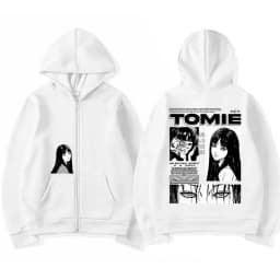 Anime Tomie Junji Ito Zipper Hoodie Men Women Fleece Manga Cosplay Zip Up Jacket Unisex Horror Gothic Harajuku Zip Up Sweatshirt