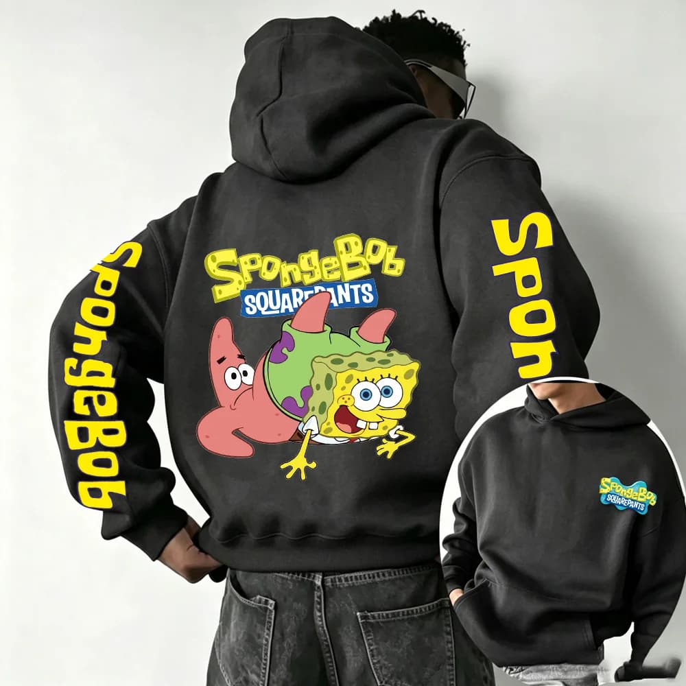 Patrick Star and SpongeBob SquarePants Cartoon Anime 2026 Spring and Autumn Men's and Women's Fashion Sports Hoodies