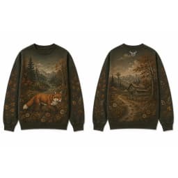 Vintage Wilderness Wildlife Graphic Crew Neck Sweatshirt Men Outdoor All Over Print Pullover Men's And Women's Casual Streetwear