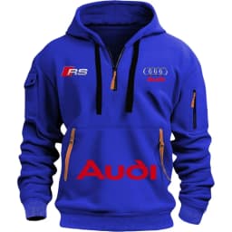 Audi 2026 Autumn/Winter New Men's Outdoor Leisure Sport Coat (with Hood Design) Printed Style - Mid-Sleeve Zippered Hooded Coat