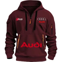 Audi 2026 Autumn/Winter New Men's Outdoor Leisure Sport Coat (with Hood Design) Printed Style - Mid-Sleeve Zippered Hooded Coat