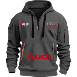 Audi 2026 Autumn/Winter New Men's Outdoor Leisure Sport Coat (with Hood Design) Printed Style - Mid-Sleeve Zippered Hooded Coat