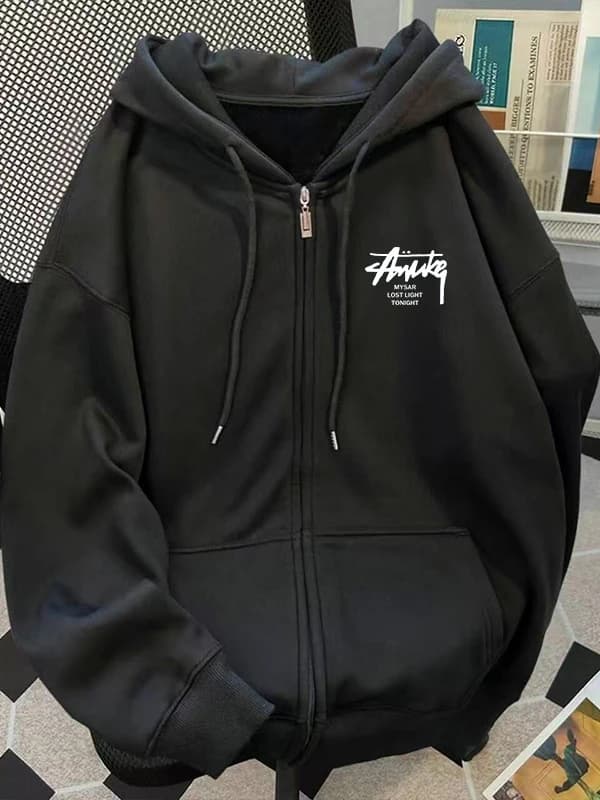 American Style Zipper Sweater Hoodie Men's Spring Autumn Loose Casual Sportswear Fashion Brand Outerwear Sweatshirt