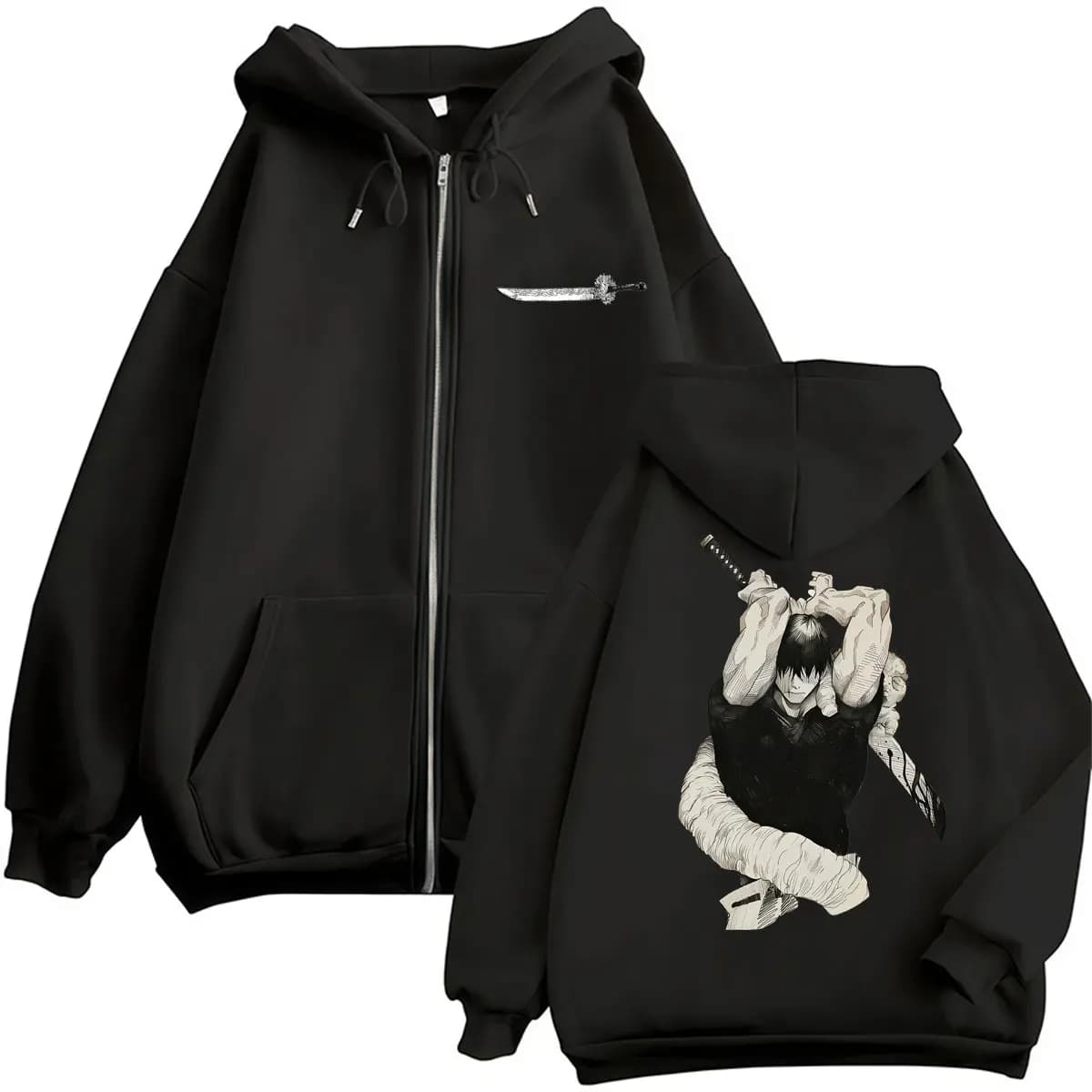 Japan Anime Jujutsu Kaisen Fushiguro Toji Zipper Hoodies Men Women Vintage Manga Hoody Tracksuit Fleece Loose Coats Streetwear