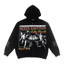 Oversized Hooded Pullover Sweatshirt Hip Hop Punk Men's and Women's Baggy Full Zipper Jacket Angel Graffiti Printed Wash Hoodie