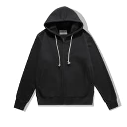 500GSM Heavyweight Terry Zip Up Hoodie for Men Solid Color Loose Oversized Casual Trendy Comfort Layering Full Zip Sweatshirt