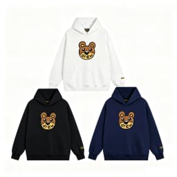 Vintage Style Drew House Bear Head Print Crewneck Sweatshirt Men Oversized Heavy Cotton Casual Streetwear Pullover