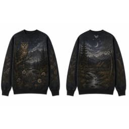 Wilderness Wildlife Print Crew Neck Sweatshirt Men Outdoor Vintage All Over Print Pullover Unisex Casual Street Long-sleeved Top