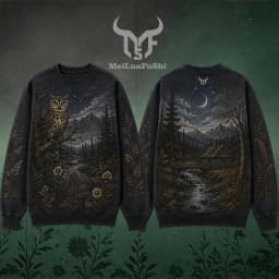 Wilderness Wildlife Print Crew Neck Sweatshirt Men Outdoor Vintage All Over Print Pullover Unisex Casual Street Long-sleeved Top