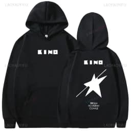 Viktor Tsoi Kino Black Album & A Star Named Sun Graphic Hoodie Men Women Oversized Pullover Vintage Rock Streetwear