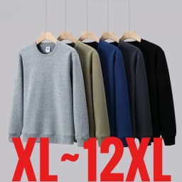 Large Size Men's Sweatshirt Crewneck Pullover Male Extra Big Plus 7XL 10XL 12XL Autumn Winter Fleece Lined Casual Clothing Loose