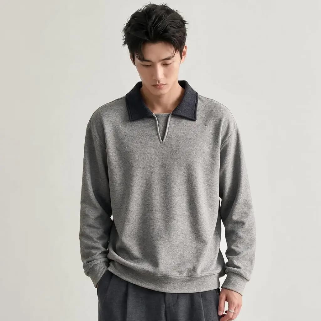 Men Splice Collar Loose Casual Pullover Sweatshirts Autumn Winter Streetwear Vintage Fashion Hoodies Sweatshirts Coat Tops