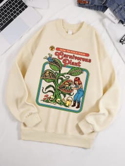 How To Feed Your Earnivorous Plant Printed Mens Sweatshirt O-Neck Soft Pullover Hip Hop Fleece Clothes Loose Unisex Casual Top