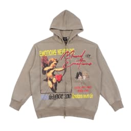Graphic Zip Up Hoodie Men Vintage Washed Cupid Angel Print Rhinestone Oversized Fleece Hooded Sweatshirt Y2k Streetwear Jacket