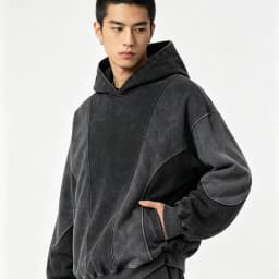 American Streetwear Deconstructed Panel Spliced Hoodie Unisex Washed Distressed Vintage Loose Oversized Sweatshirt
